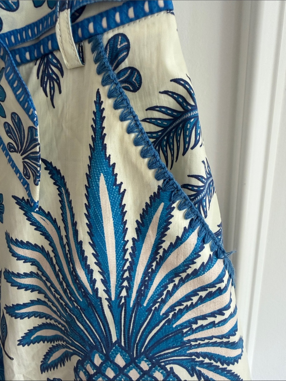 Blue Pineapple Print Mini Skirt with Button Front - Picture 8 of 8